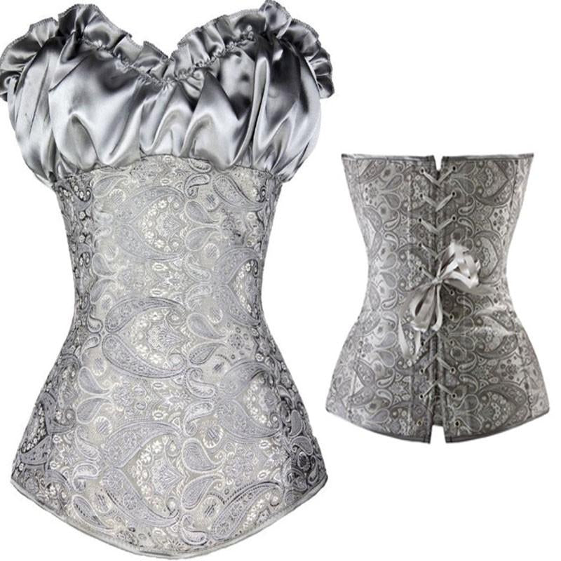 Sexy Corsets And Bustiers Lace Up Boned Overbust Steampunk Costume
