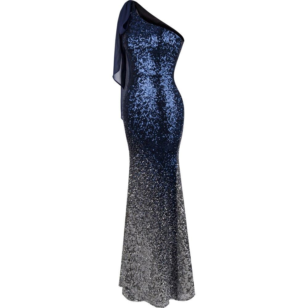 Long Evening Dress Vintage Sequin Gradient Mermaid Dresses Blue
