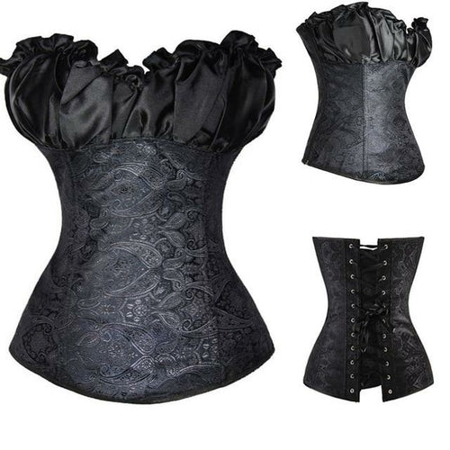 Sexy Corsets And Bustiers Lace Up Boned Overbust Steampunk Costume