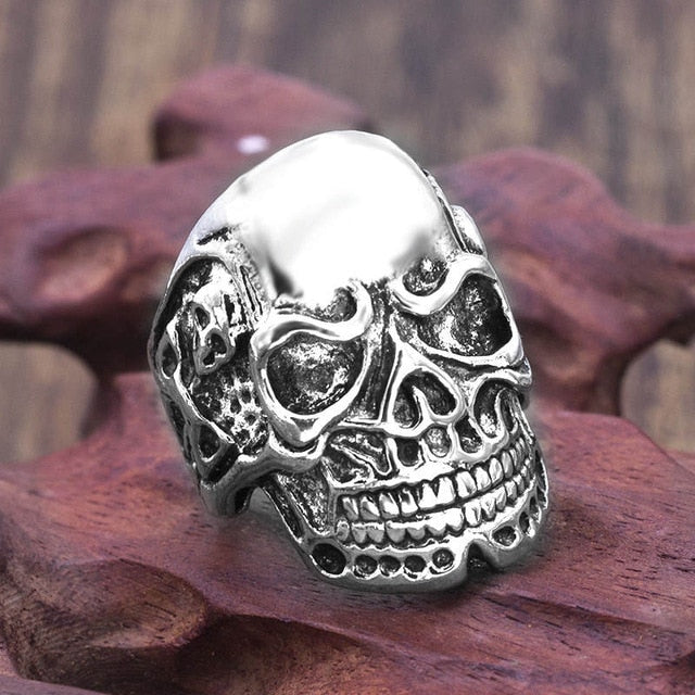 Gothic Flower Skull Ring For Men