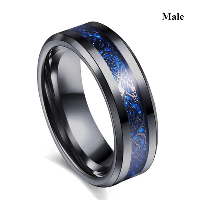 Carofeez Charm Couple Stainless Steel Black Ring