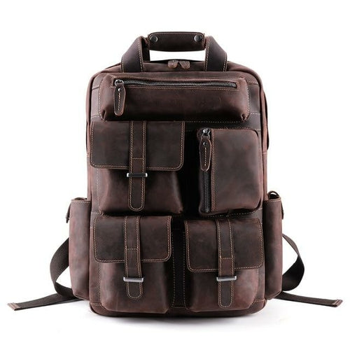 Travel Backpack Men Genuine Leather