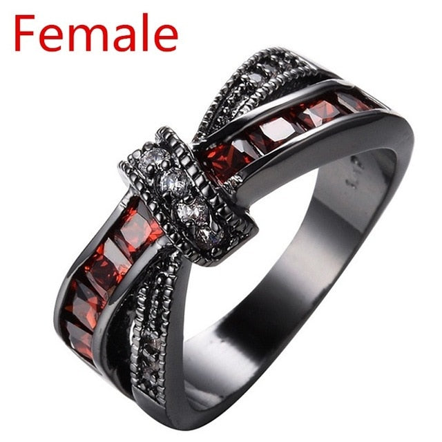 Red/White Zircon Bow Stainless Steel Ring