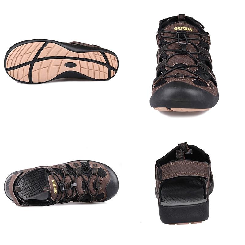 Men Sandals Nubuck Leather Flat Hiking Sport Summer Shoes Water Beach