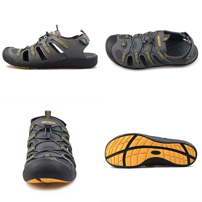 Men Sandals Leather Hiking Outdoor Flat Sandals Summer Breathable