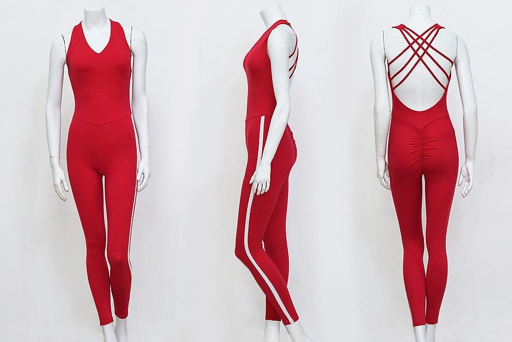 Seamless Striped Sports Yoga Jumpsuit Gym Fitness One piece Fashion