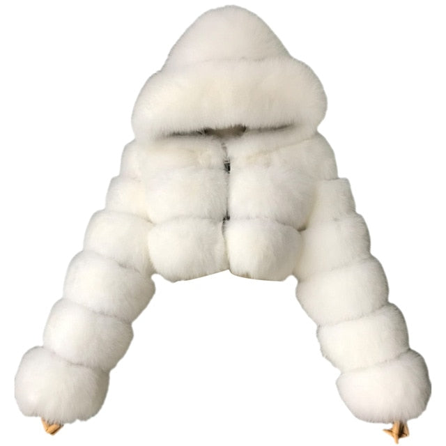 Fluffy Hooded Short Jacket