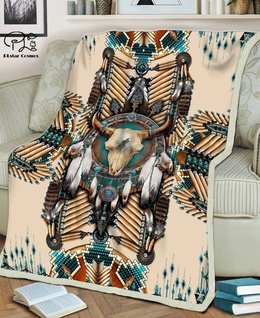 Buffalo Head Motifs fashion Hooded Blanket
