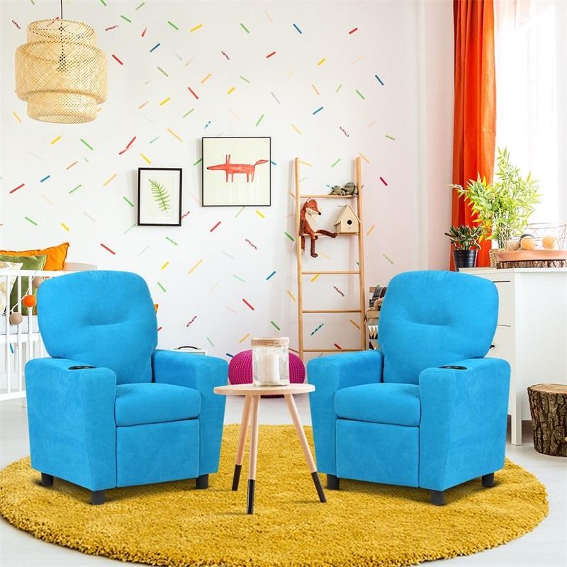 Blue / Brown Kids Recliner Arm Chair Kid Sofa High Quality Living Room