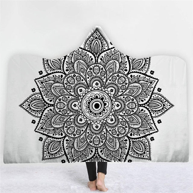 Moon Sun Mandala Hooded Blanket