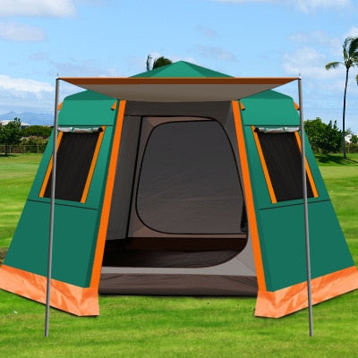 K-STAR Anti-UV Hexagonal Aluminum Pole Automatic Outdoor Camping Big Tent 4-6 Person Awning Recreational Picnic Home Use