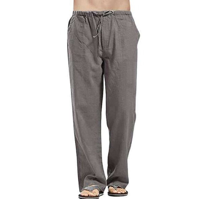 Solid Color Linen Multi-pocket Casual Pants