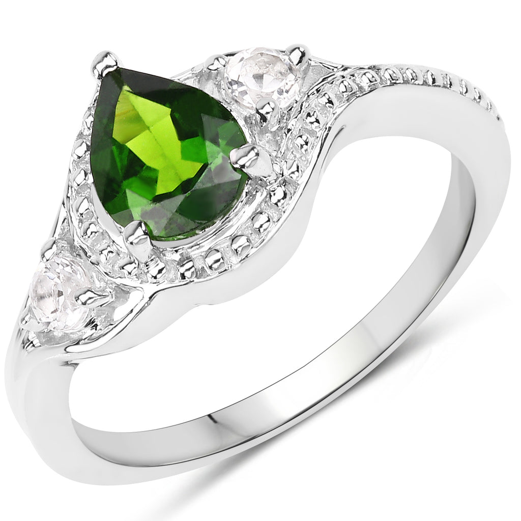 1.30 Carat Genuine Chrome Diopside and White Topaz .925 Sterling