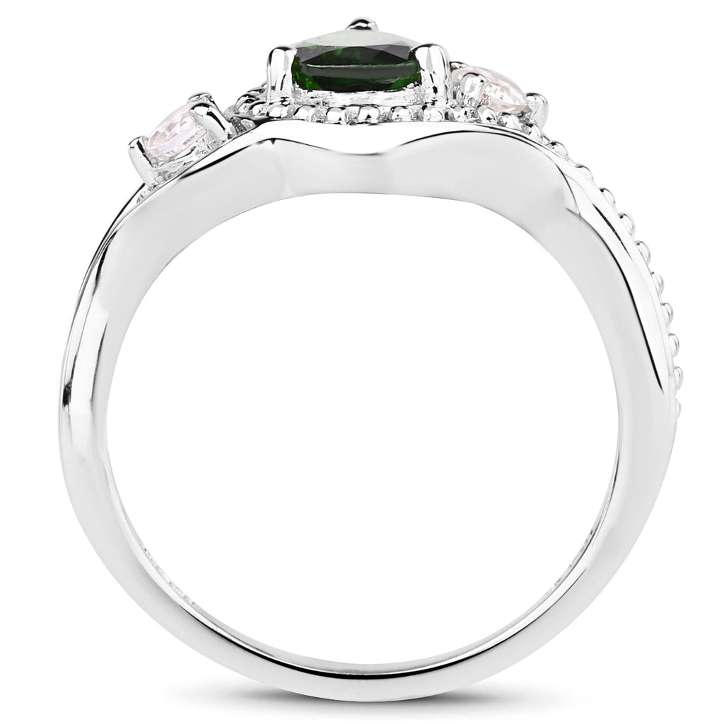 1.30 Carat Genuine Chrome Diopside and White Topaz .925 Sterling