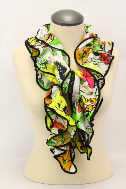 Memories MSF388-9-05 Bold Ruffled Scarf with Abstract Floral Design &