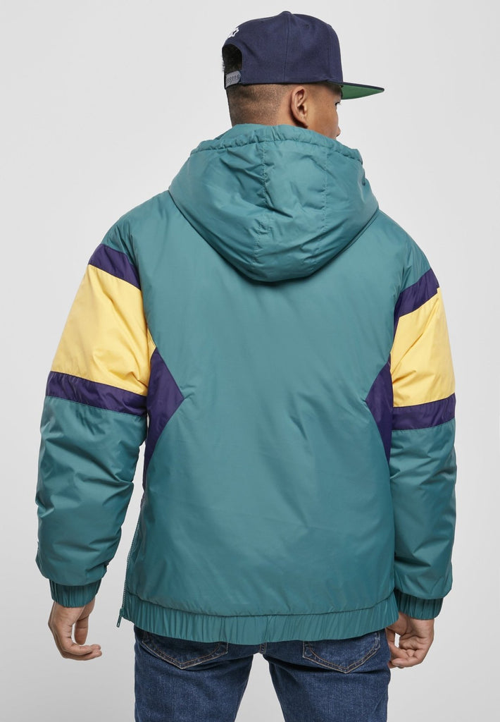 Starter Color Block Half Zip Retro Jacket - Green White Yellow Purple