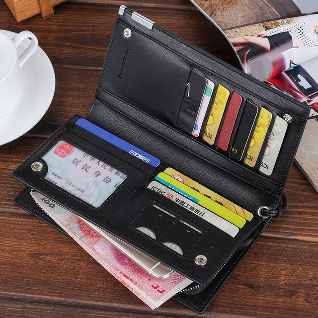Long Bifold Business Leather wallet  for men