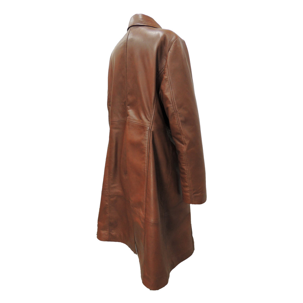 Womens Elegant Brown Leather Coat