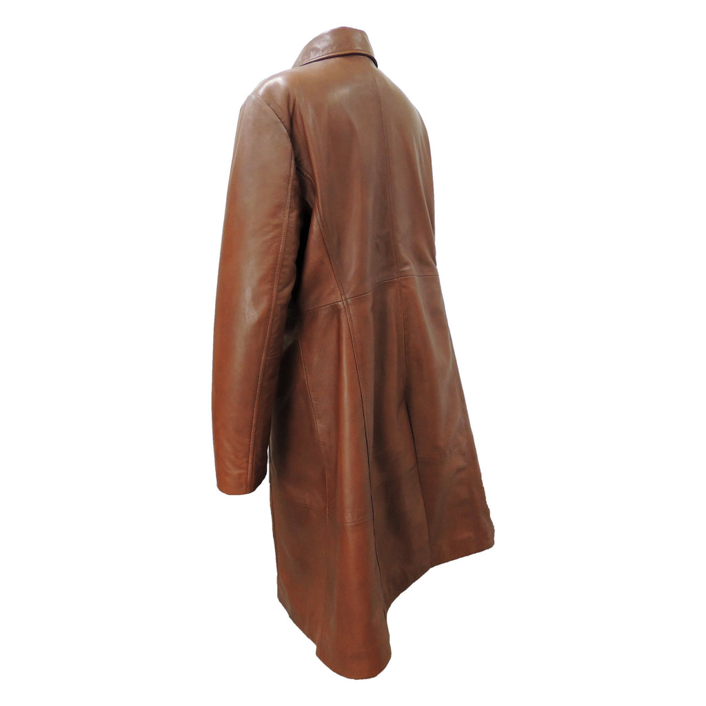 Womens Elegant Brown Leather Coat